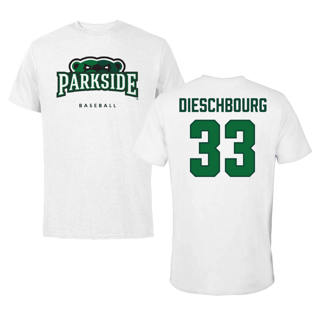 University of Wisconsin-Parkside Baseball White Tee - #33 Hayden Dieschbourg