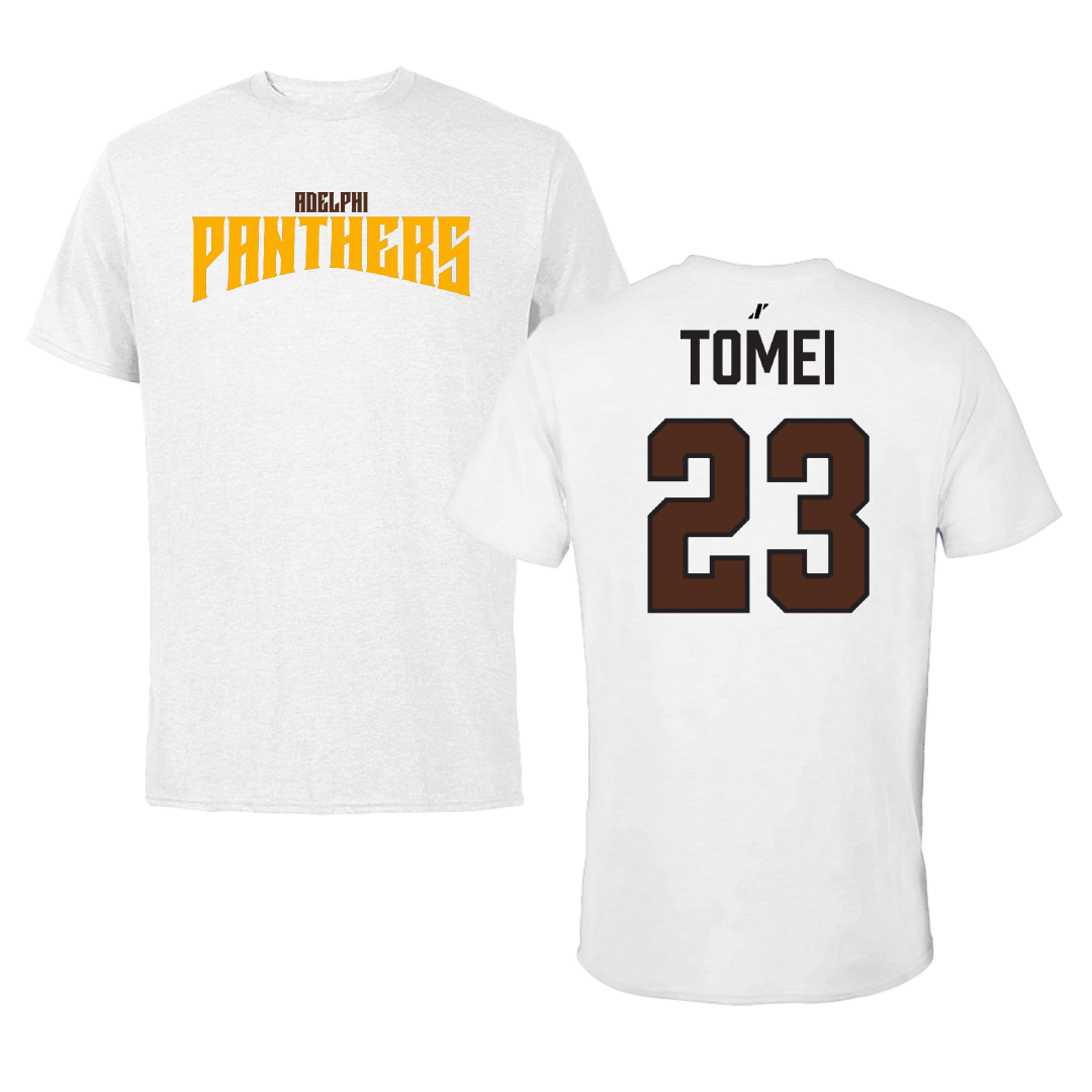 Adelphi University Lacrosse (M) White Classic Tee - #23 Christian Tomei