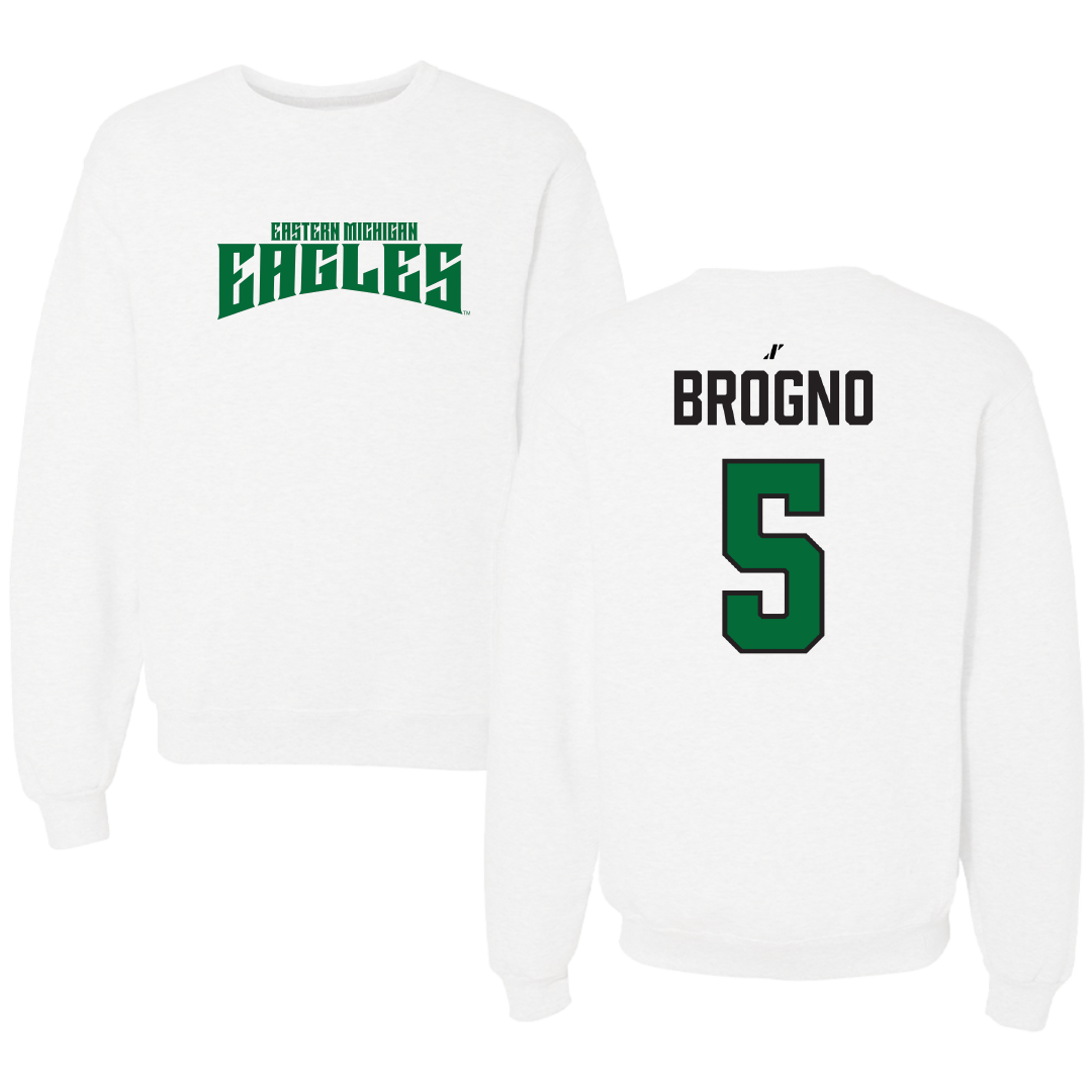 Eastern Michigan University Soccer White Classic Crewneck - #5 Maria Brogno