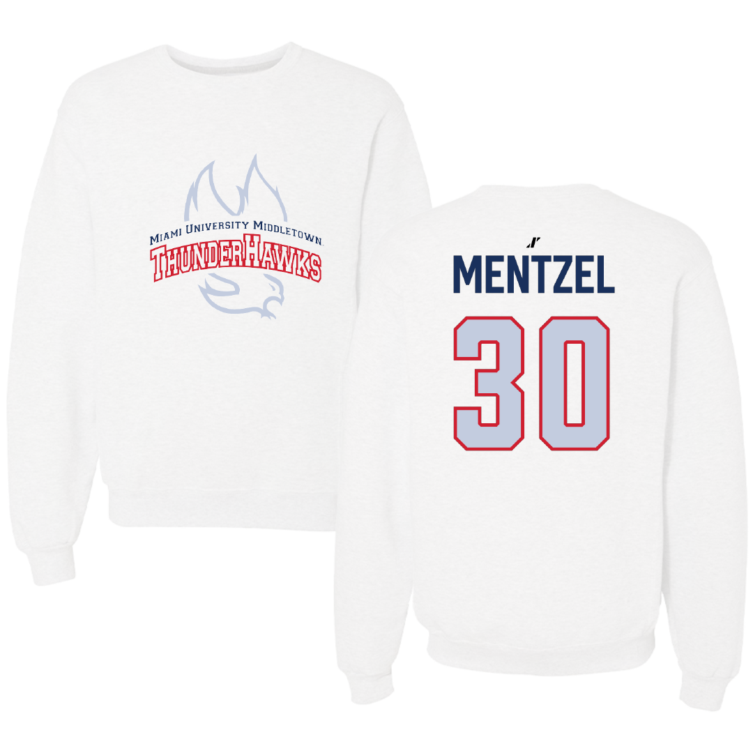 Miami University Middletown Baseball White Crewneck - #30 David Mentzel