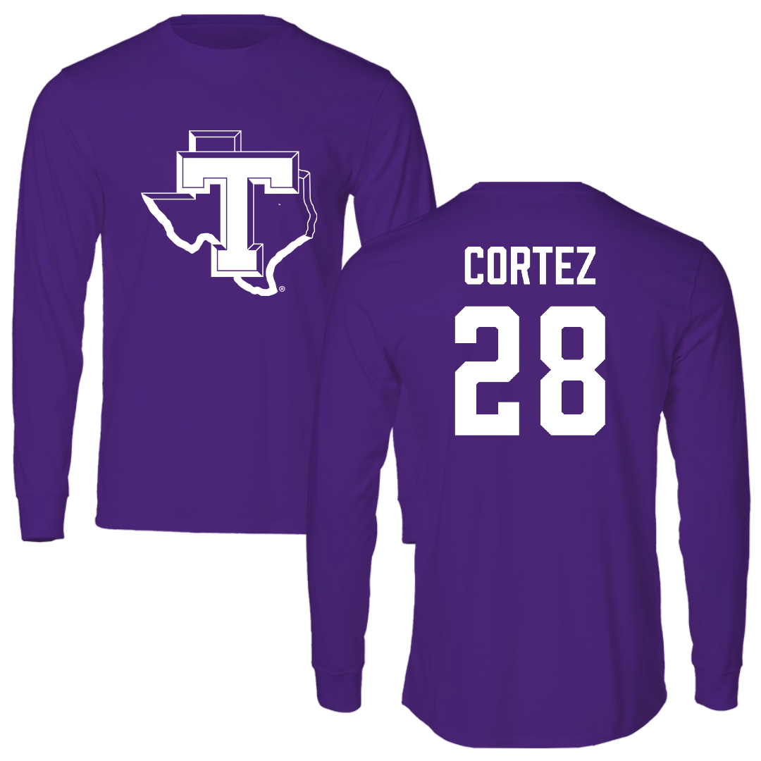 Tarleton State University Soccer (W) Purple Performance Long Sleeve - #28 Sam Cortez
