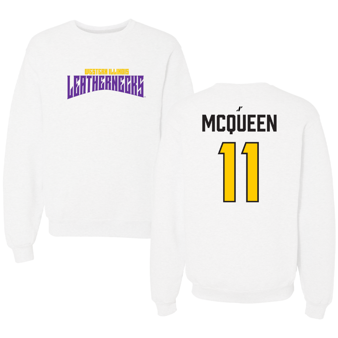 Western Illinois University Softball White Classic Crewneck - #11 Tori McQueen