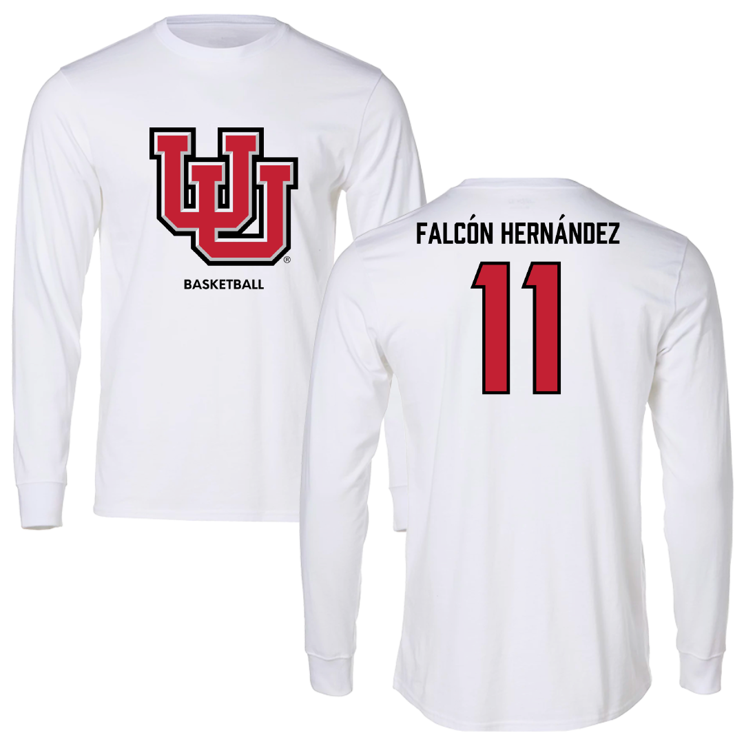 University of Utah Basketball (W) White Block Performance Long Sleeve - #11 Daniela Falcón Hernández