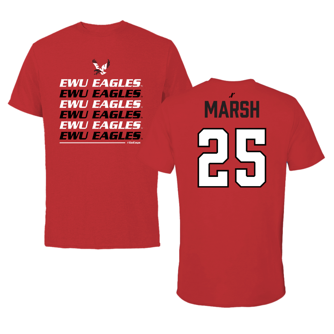 Eastern Washington University Football Red General Performance Tee - #25 Ambrose Marsh