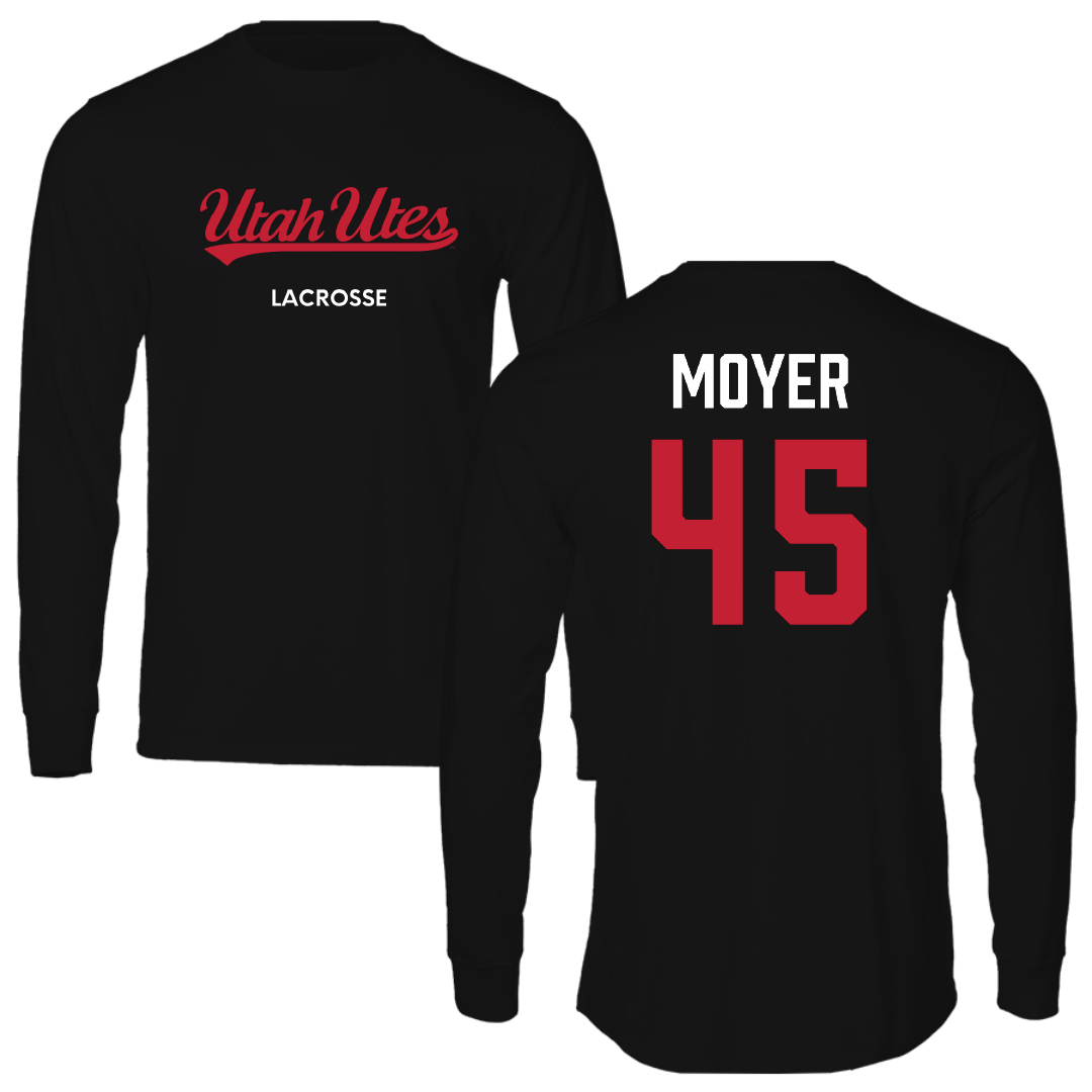 University of Utah Lacrosse (M) Black Utes Performance Long Sleeve - #45 Carson Moyer