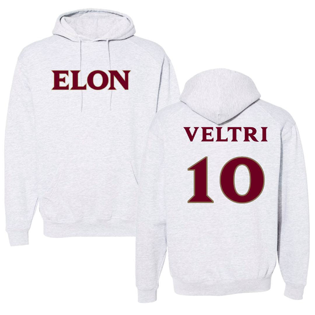 Elon University Soccer (M) Light Gray Hoodie - #10 Colin Veltri
