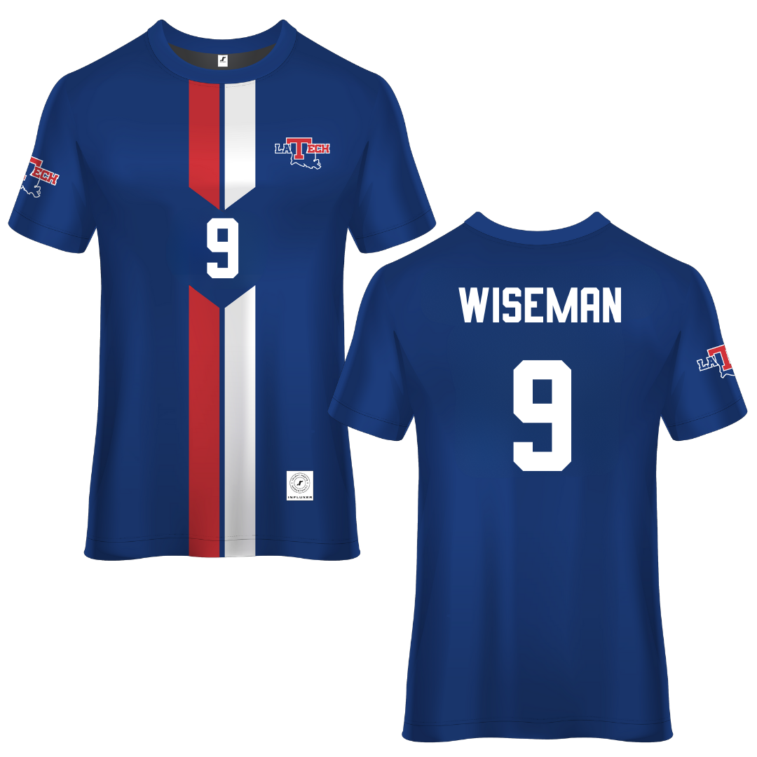 Louisiana Tech University Blue Soccer Jersey - #9 Peyton Wiseman