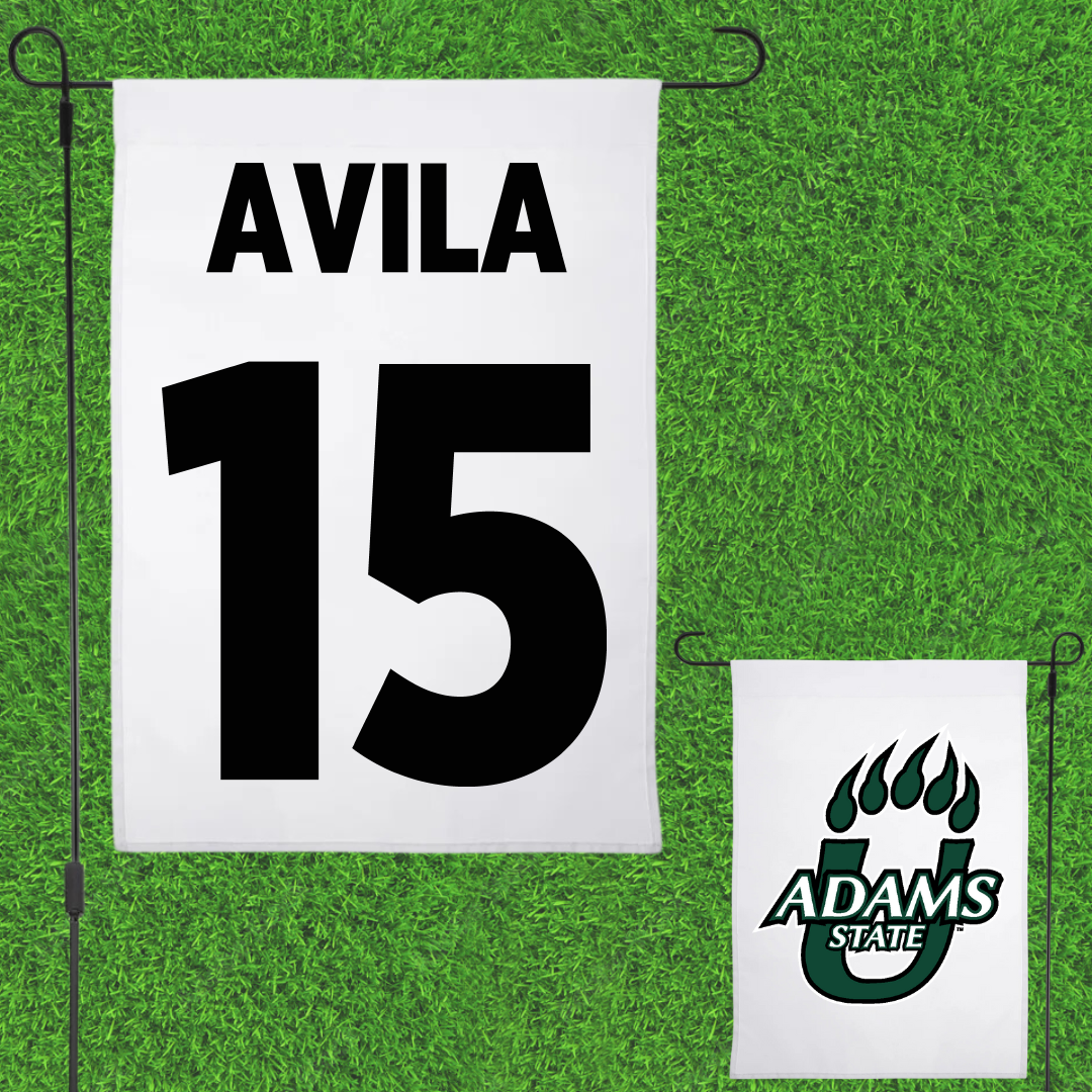 Adams State University Soccer White Garden Flag - #15 Angel Avila