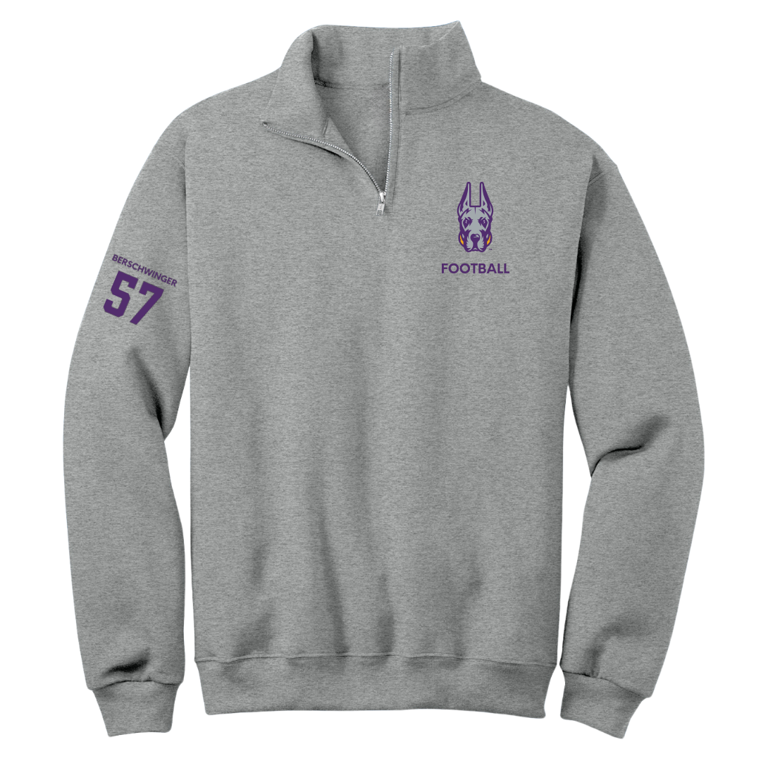 University at Albany Football Sport Gray Quarter-Zip - #57 Troy Berschwinger