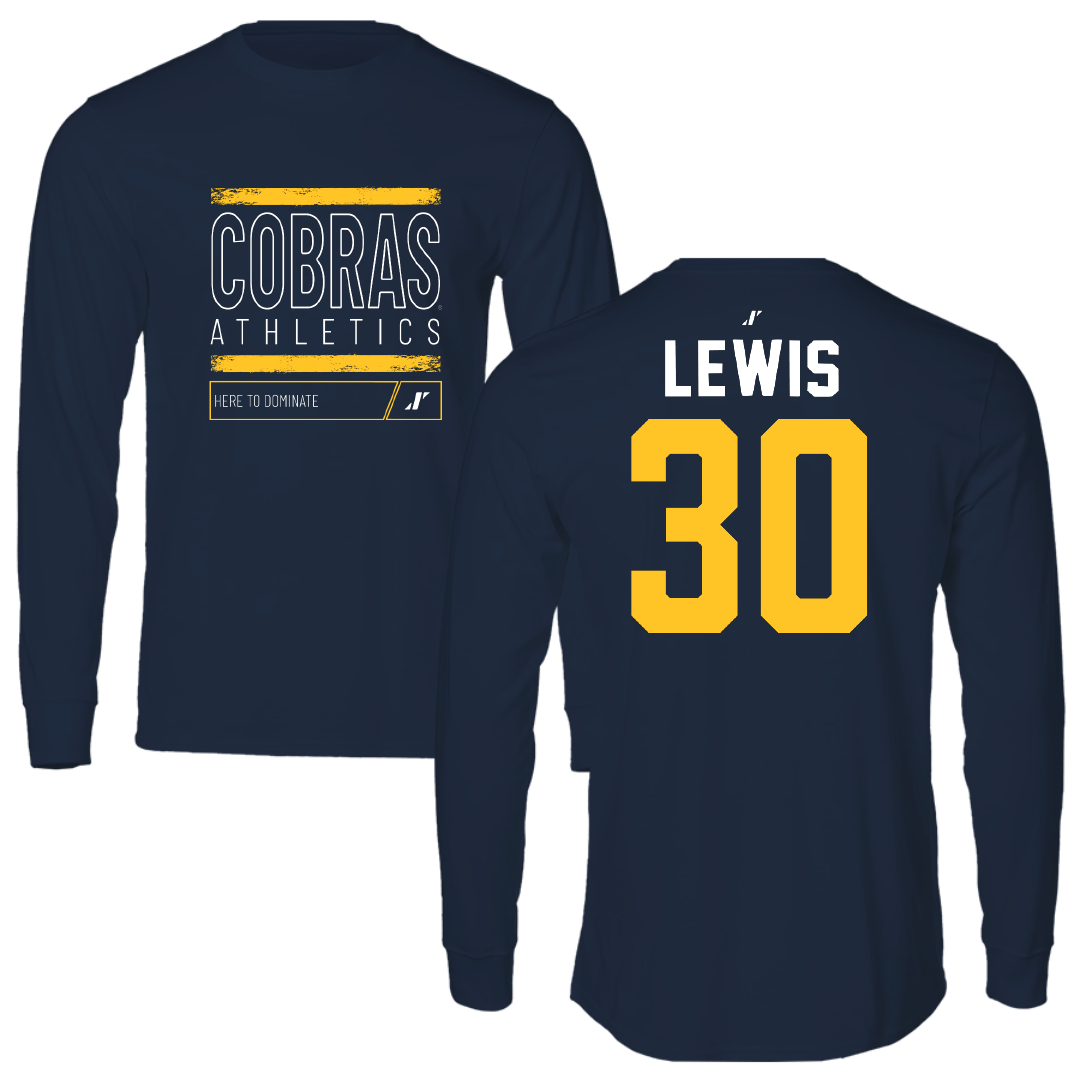Coker University Soccer Navy Dominate Performance Long Sleeve - #30 Ben Lewis
