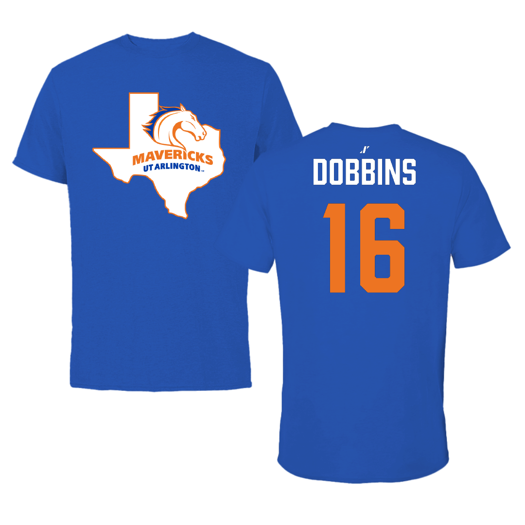 University of Texas at Arlington Baseball Blue State Performance Tee - #16 Michael Dobbins