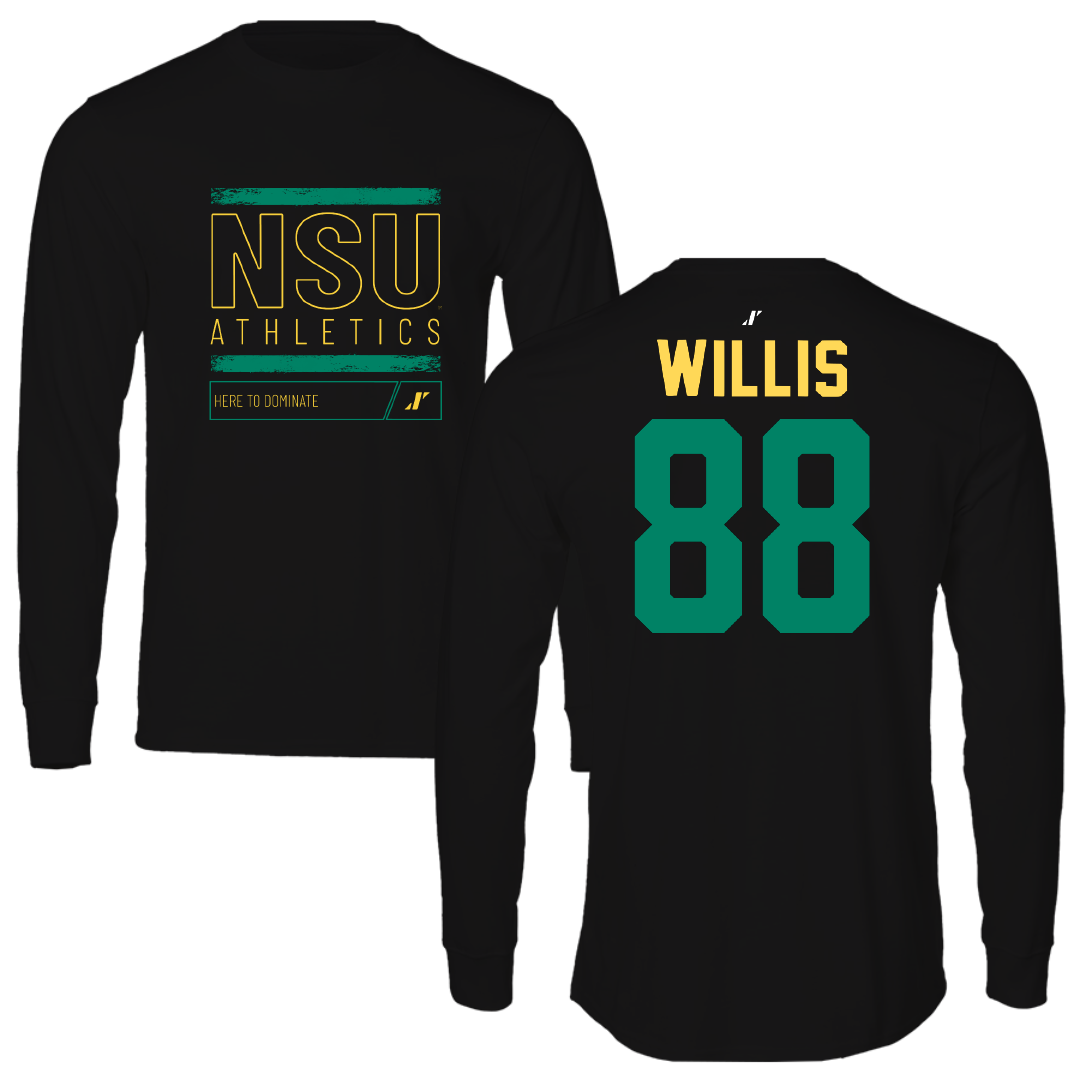 Norfolk State University Football Black Dominate Performance Long Sleeve - #88 Toby Willis