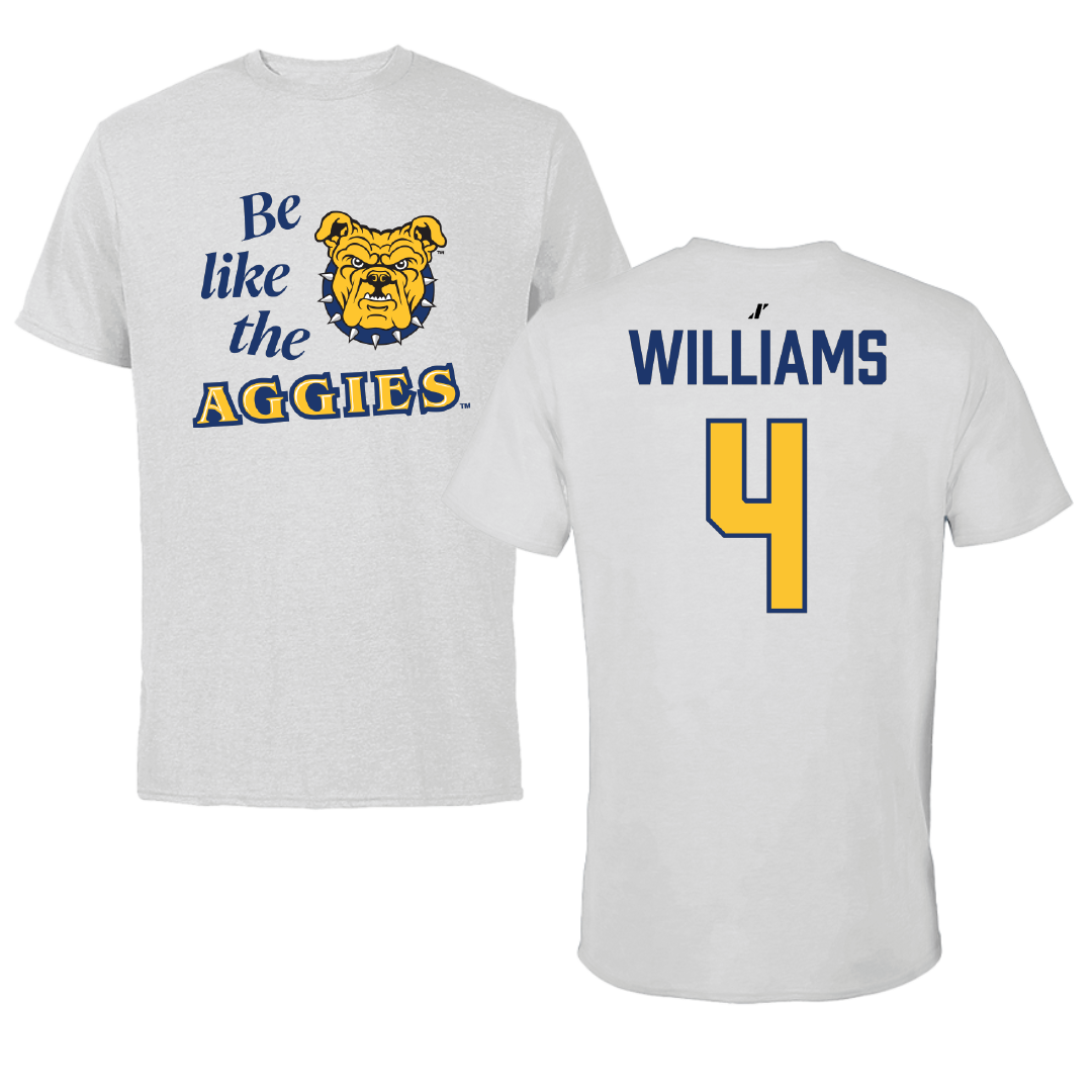 North Carolina A&T State University Softball Light Gray Be Like Us Performance Tee - #4 Katriel Williams