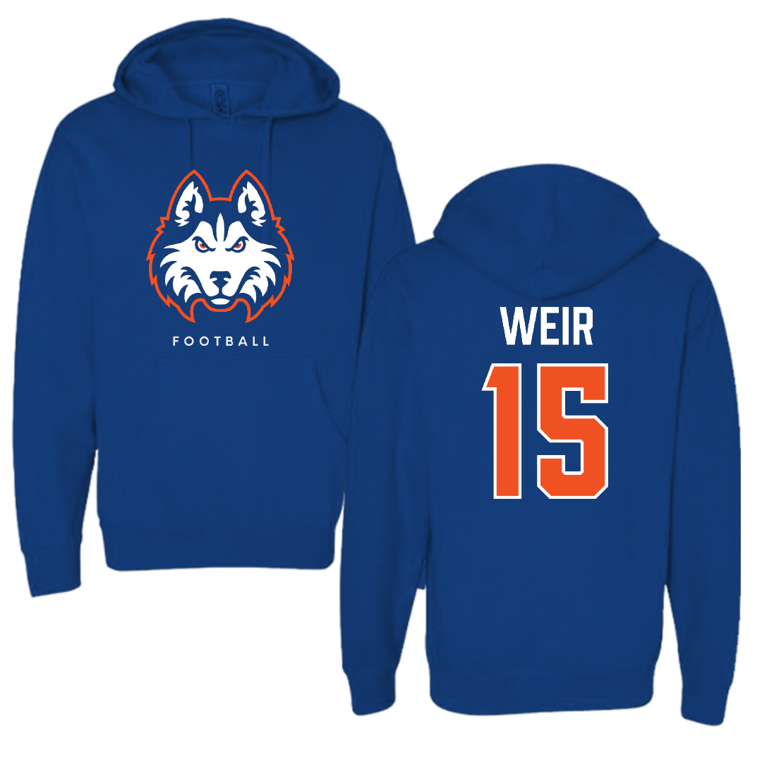 Houston Christian University Football True Royal Hoodie - #15 Jake Weir