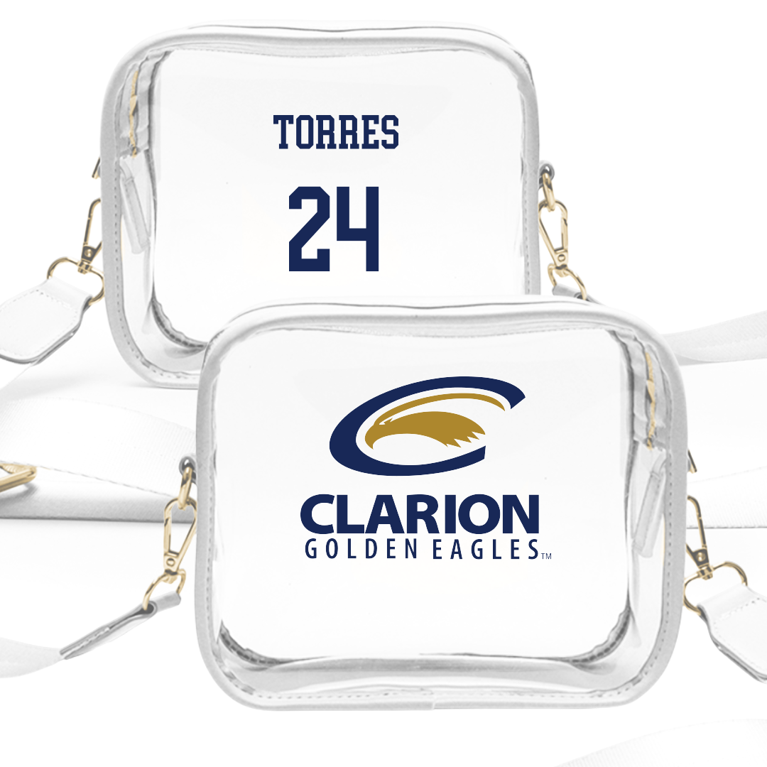 PennWest Clarion Football White Clear Stadium Bag - #24 Adrian Torres