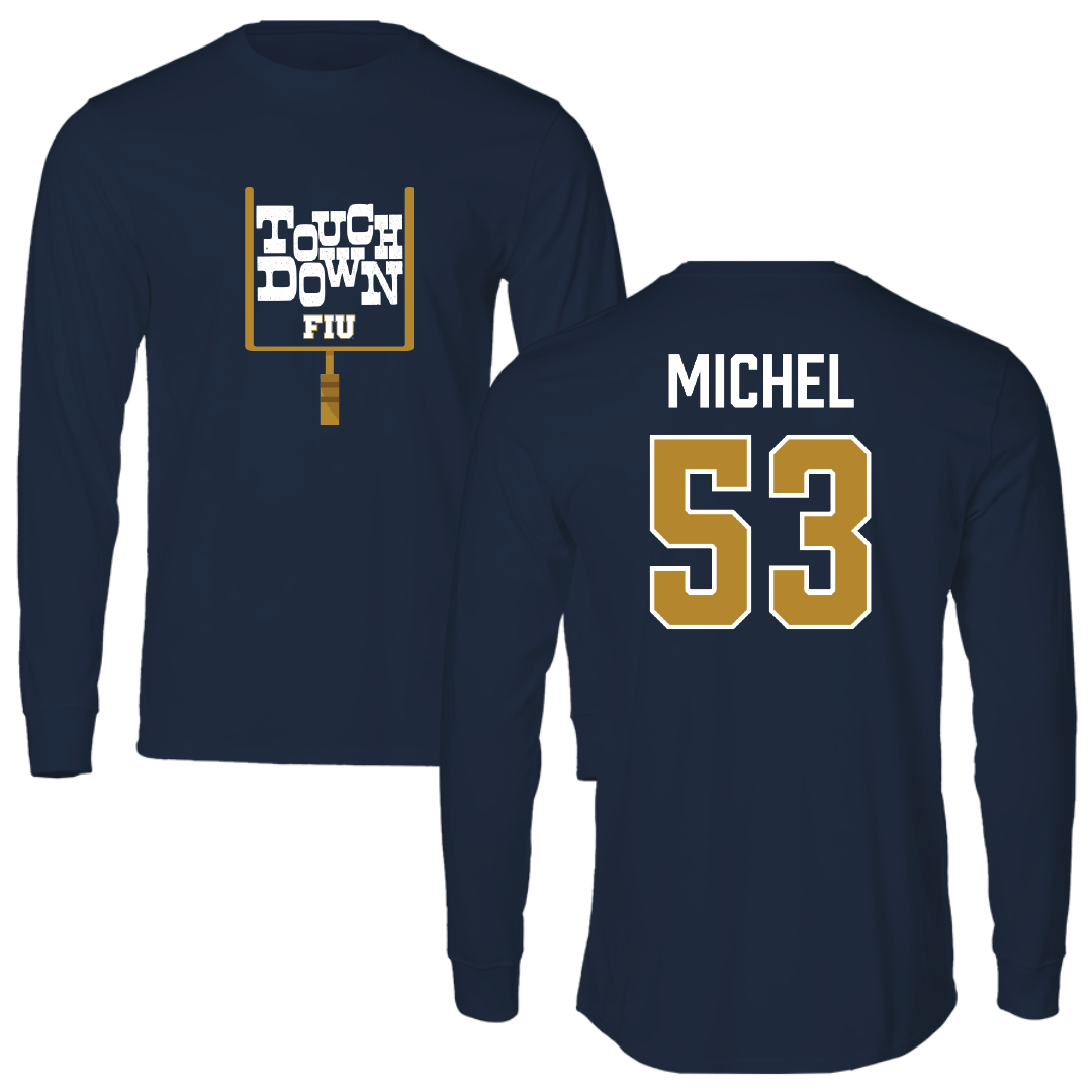Florida International University Football Navy Touchdown Performance Long Sleeve - #53 Daniel Michel