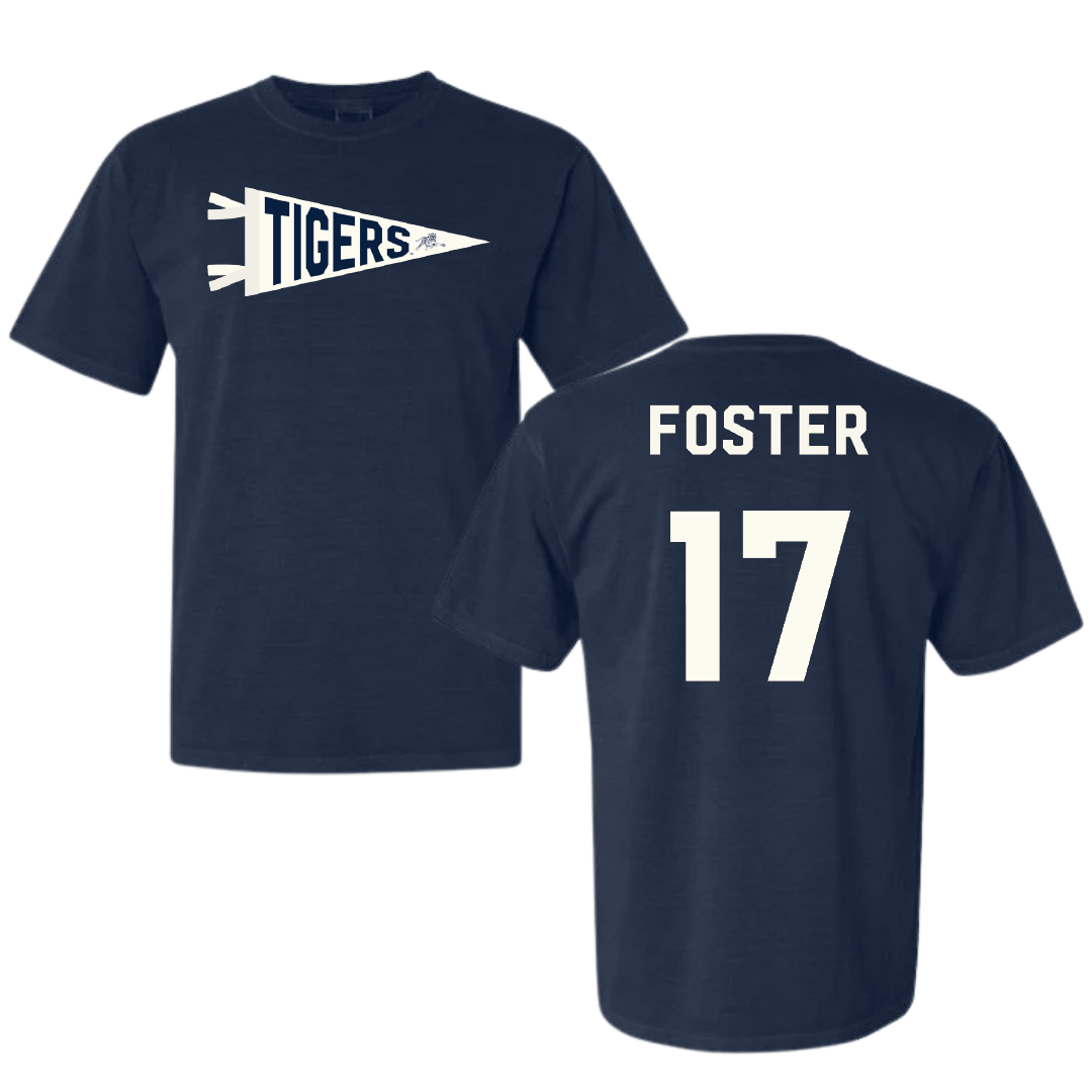 Jackson State University Baseball Navy Pennant Comfort Colors Tee - #17 Carson Foster