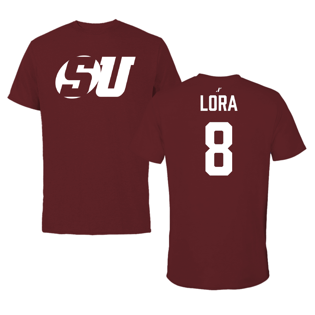 Schreiner University Football Maroon Performance Tee - #8 Christian Lora