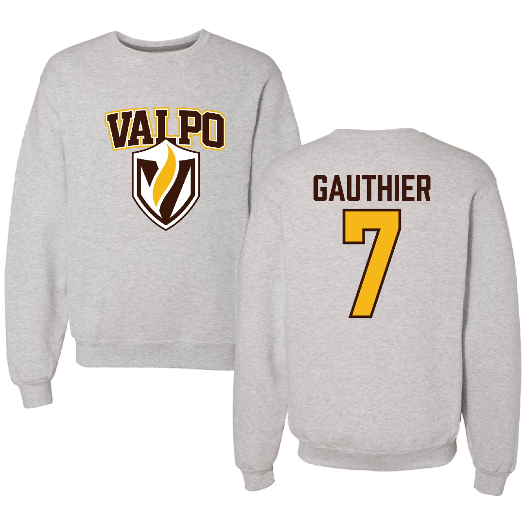 Valparaiso University Baseball Gray Crewneck - #7 Javin Gauthier