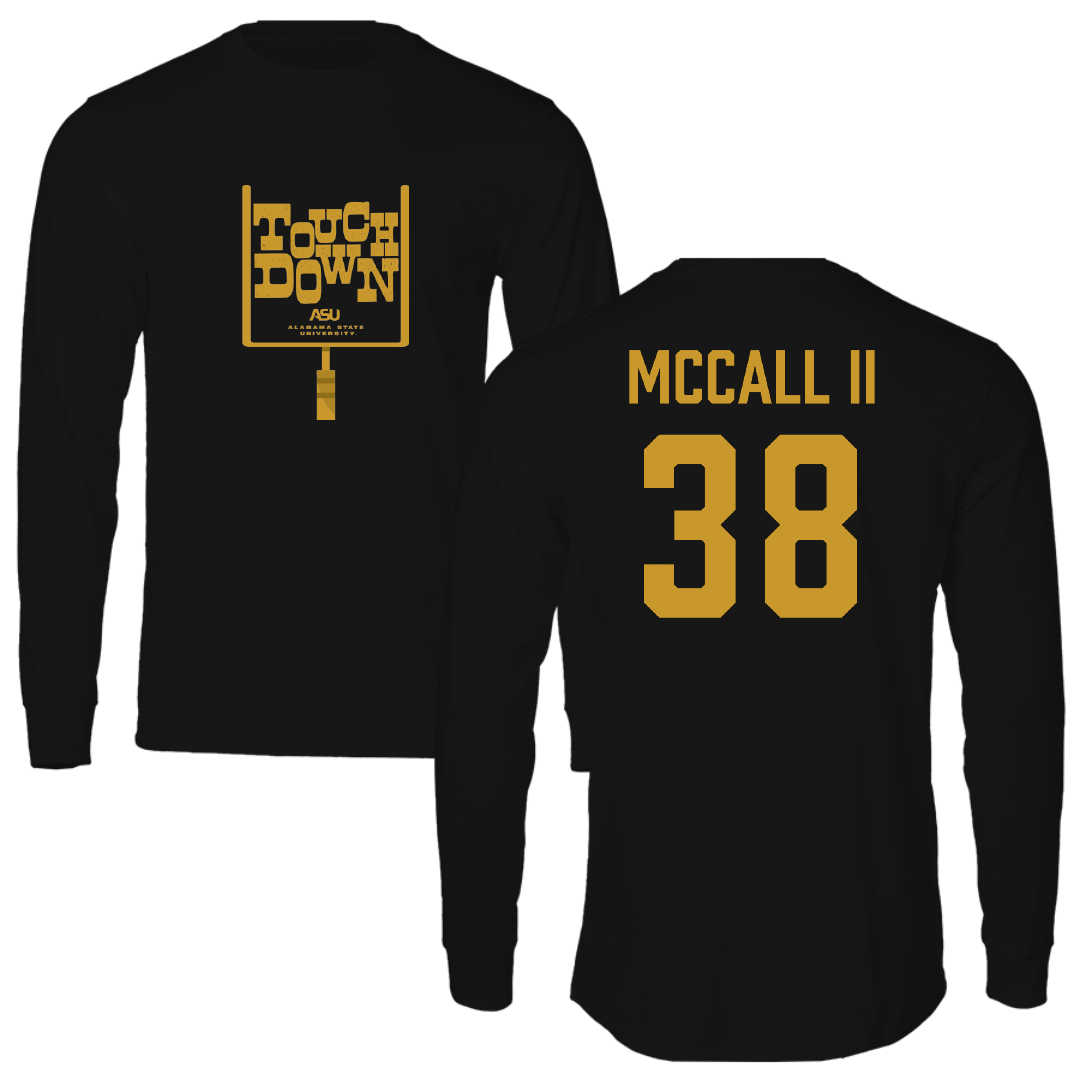 Alabama State University Football Black Touchdown Performance Long Sleeve - #38 Stewart McCall II