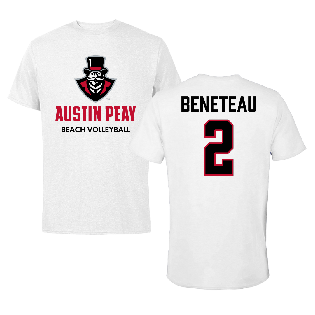 Austin Peay State University Beach Volleyball White Tee - #2 Jordyn Beneteau