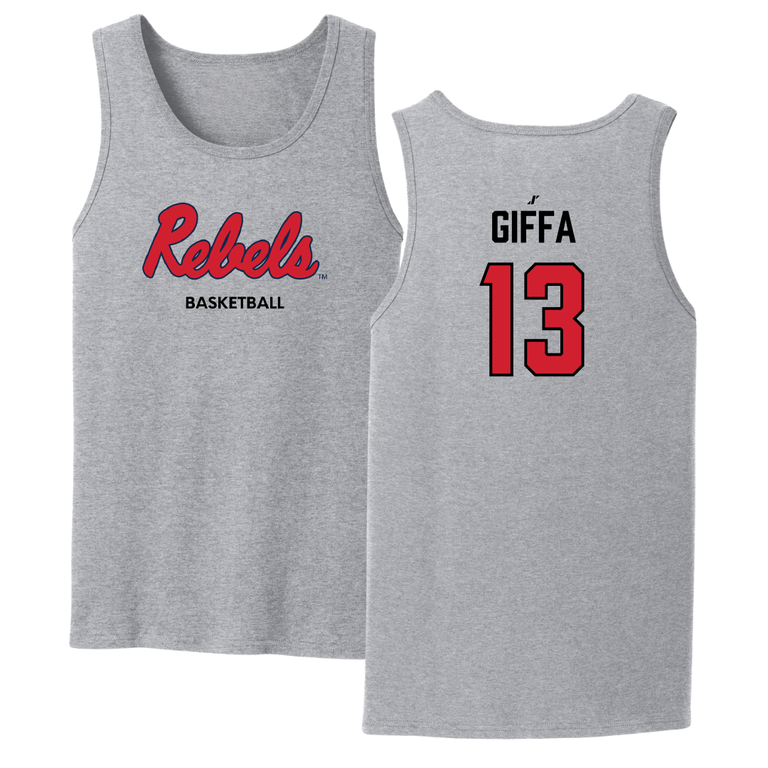 Ole Miss Basketball (M) Sport Gray Tank Top - #13 Kezza Giffa