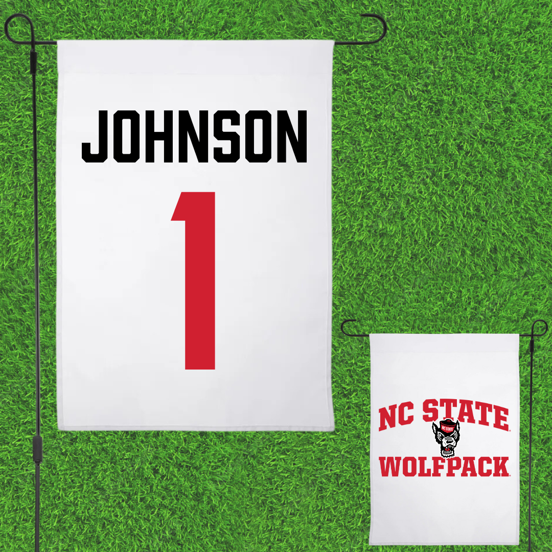 North Carolina State University Baseball White Garden Flag - #1 Rett Johnson
