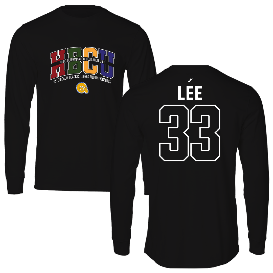 Albany State University Baseball Black HBCU Performance Long Sleeve - #33 Austin Lee