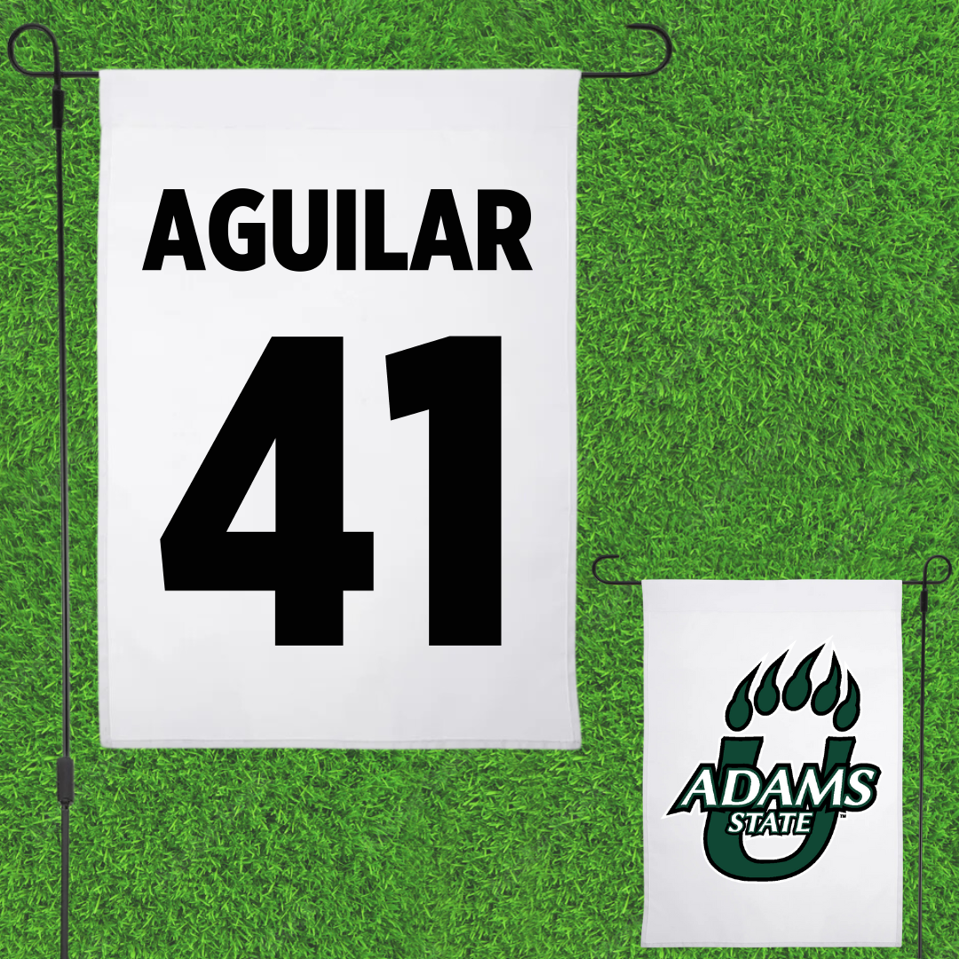 Adams State University Soccer (M) White Garden Flag - #41 Dominic Aguilar