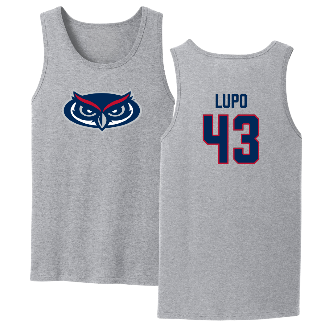 Florida Atlantic University Football Sport Gray Tank Top - #43 Logan Lupo