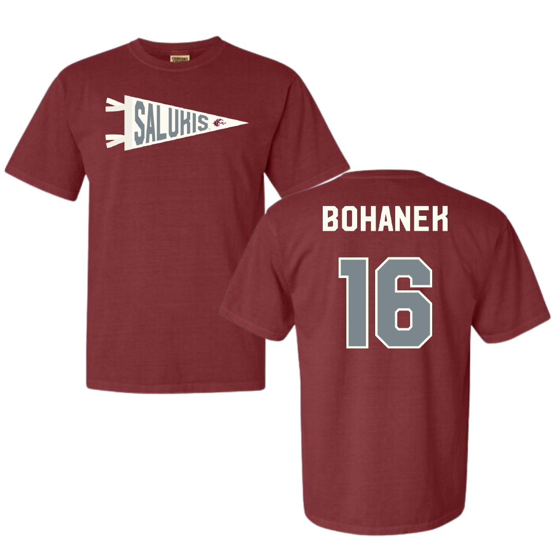Southern Illinois University at Carbondale Football Maroon Pennant Comfort Colors Tee - #16 Colin Bohanek