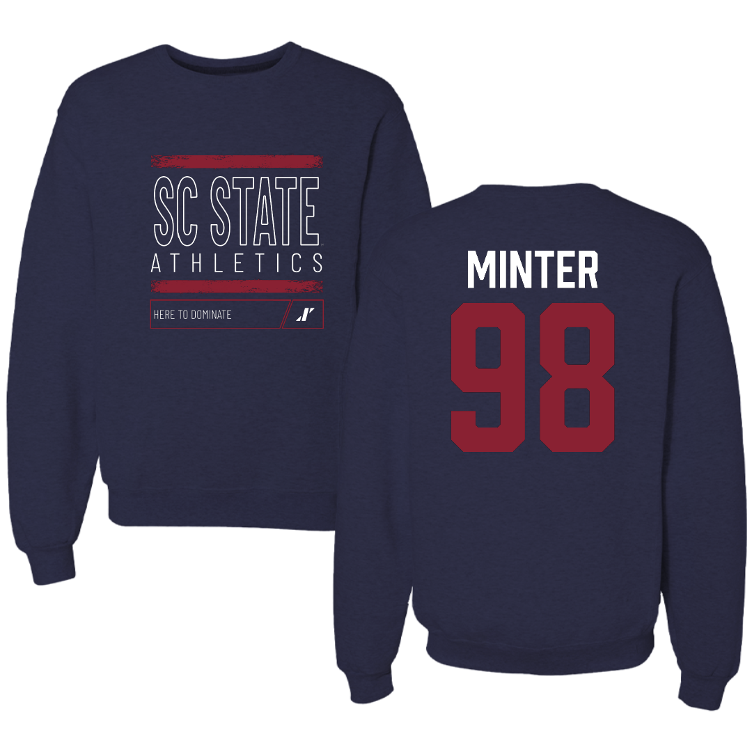 South Carolina State University Football Navy Dominate Crewneck - #98 Octaveon Minter