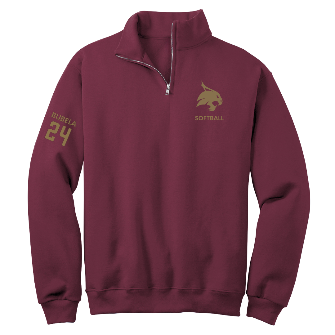 Texas State University Softball Maroon Quarter-Zip - #24 Kate Bubela