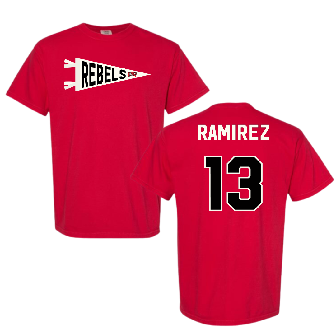 University of Nevada-Las Vegas Soccer Red Pennant Comfort Colors Tee - #13 Mallie Ramirez