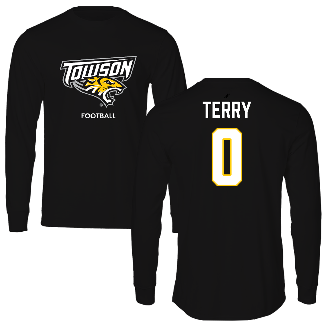 Towson University Football Black Long Sleeve - #0 Xavier Terry