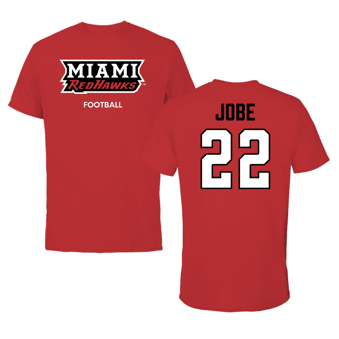 Miami University (Ohio) Football Red Tee - #22 Bai Jobe