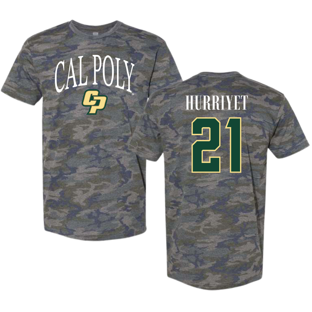 Cal Poly Volleyball (W) Vintage Camo Tee - #21 Elif Hurriyet
