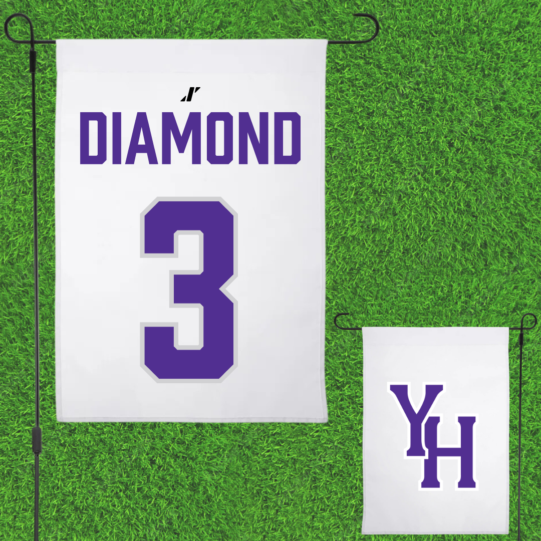 Young Harris College Lacrosse (M) White Garden Flag - #3 Cason Diamond