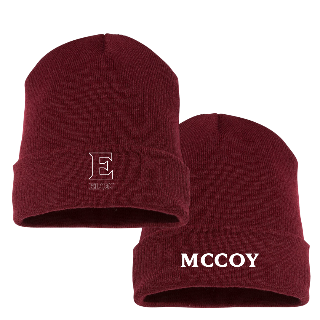 Elon University Football Maroon Beanie - #93 Will McCoy