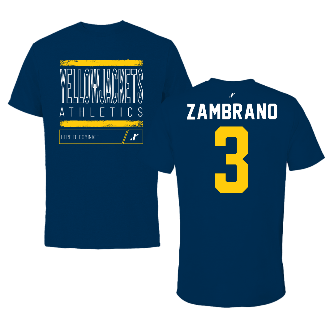 Graceland University Soccer Navy Dominate Tee - #3 Manuel Zambrano