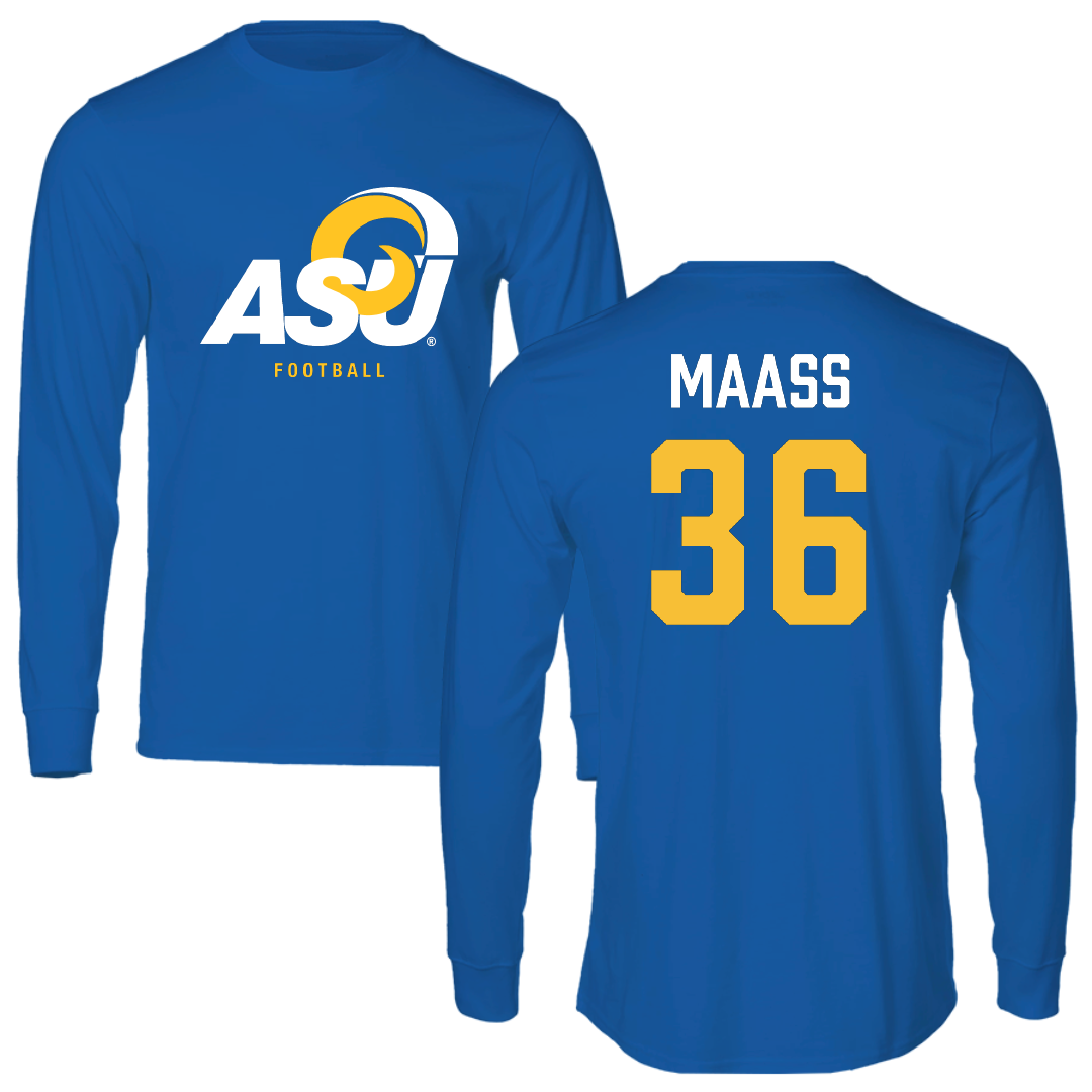 Angelo State University Football Blue Performance Long Sleeve - #36 Paden Maass