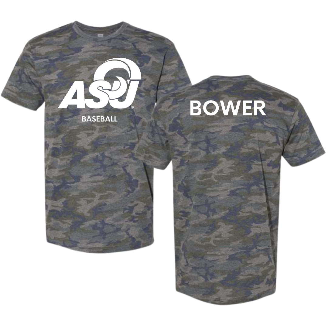 Angelo State University Baseball Vintage Camo Tee - Charles Bower