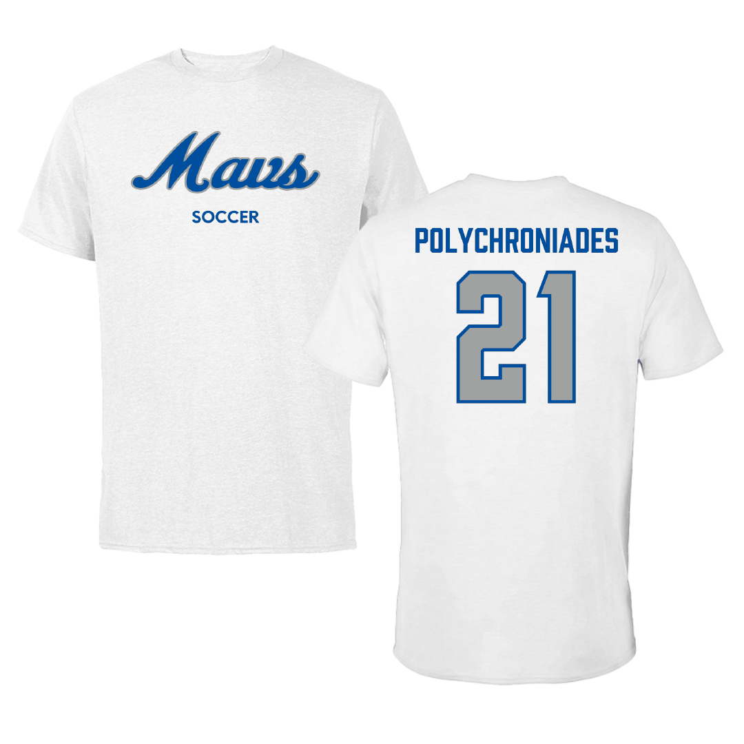 Mercy University Soccer (W) White Performance Tee - #21 Ana Polychroniades
