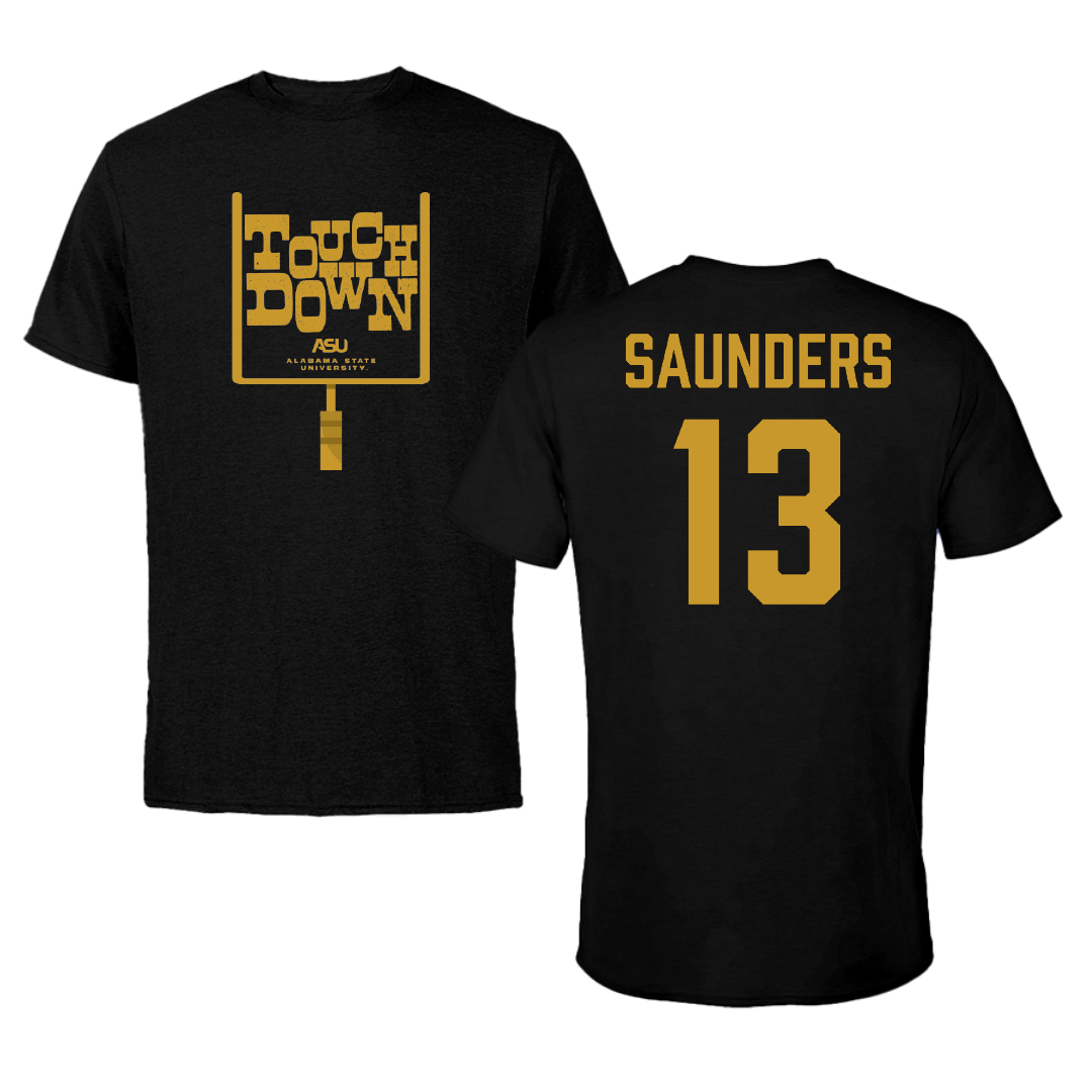 Alabama State University Football Black Touchdown Tee - #13 Tyree Saunders