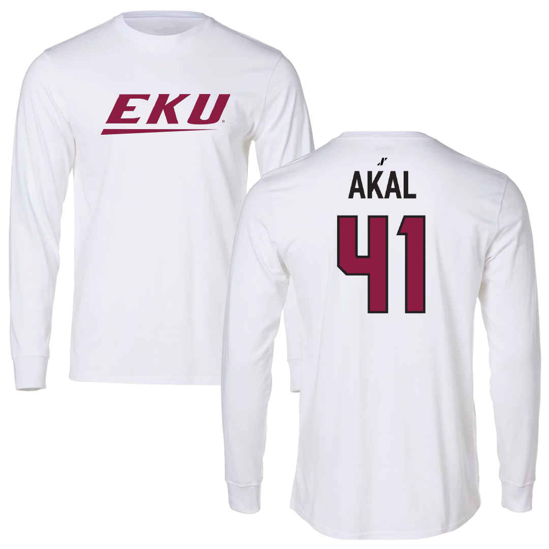 Eastern Kentucky University Football White Long Sleeve - #41 Darius Akal