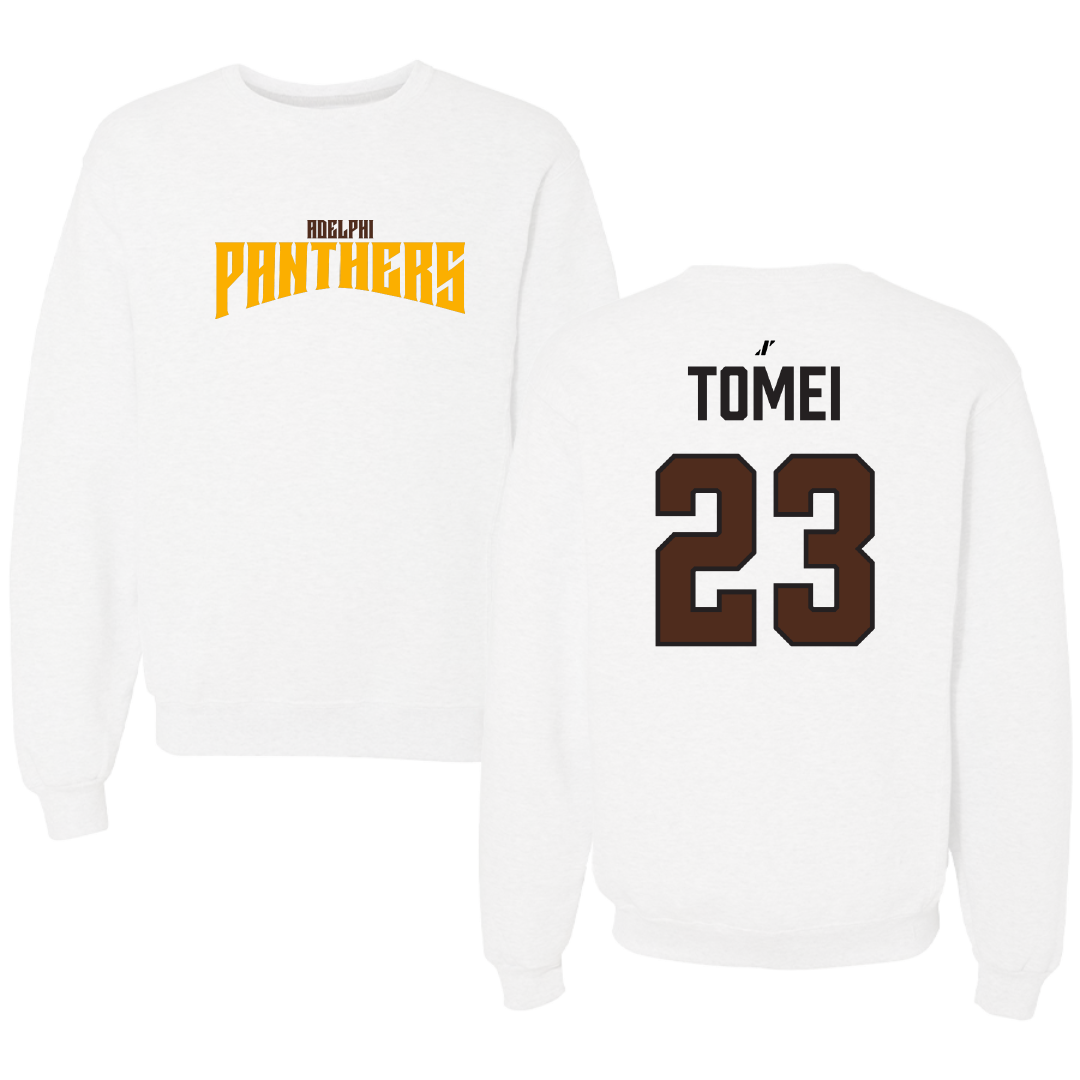Adelphi University Lacrosse (M) White Classic Crewneck - #23 Christian Tomei