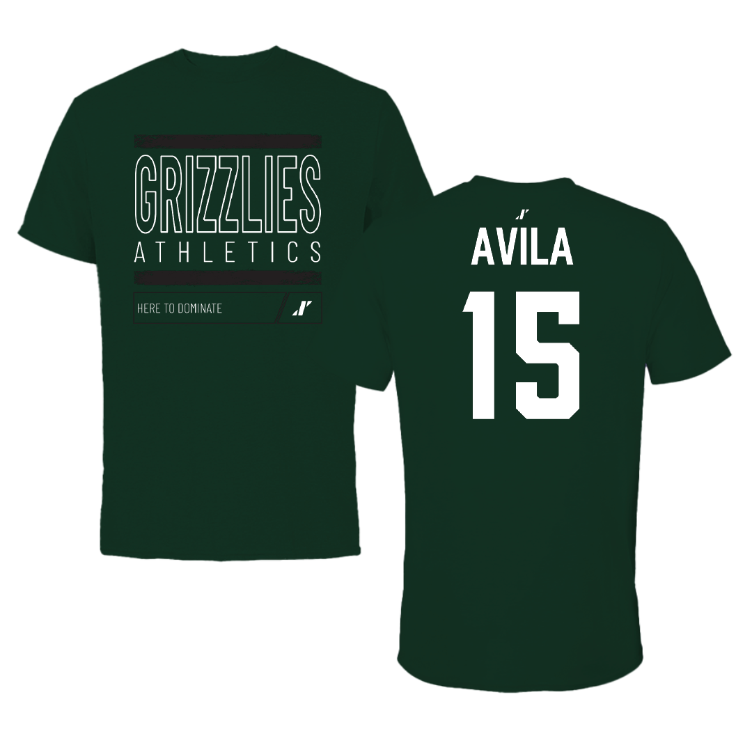 Adams State University Soccer Forest Green Dominate Performance Tee - #15 Angel Avila