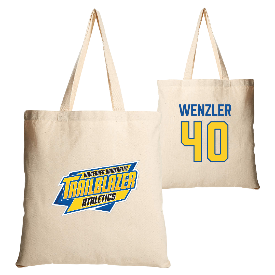 Vincennes University Baseball Tan Canvas Tote Bag - #40 Brody Wenzler