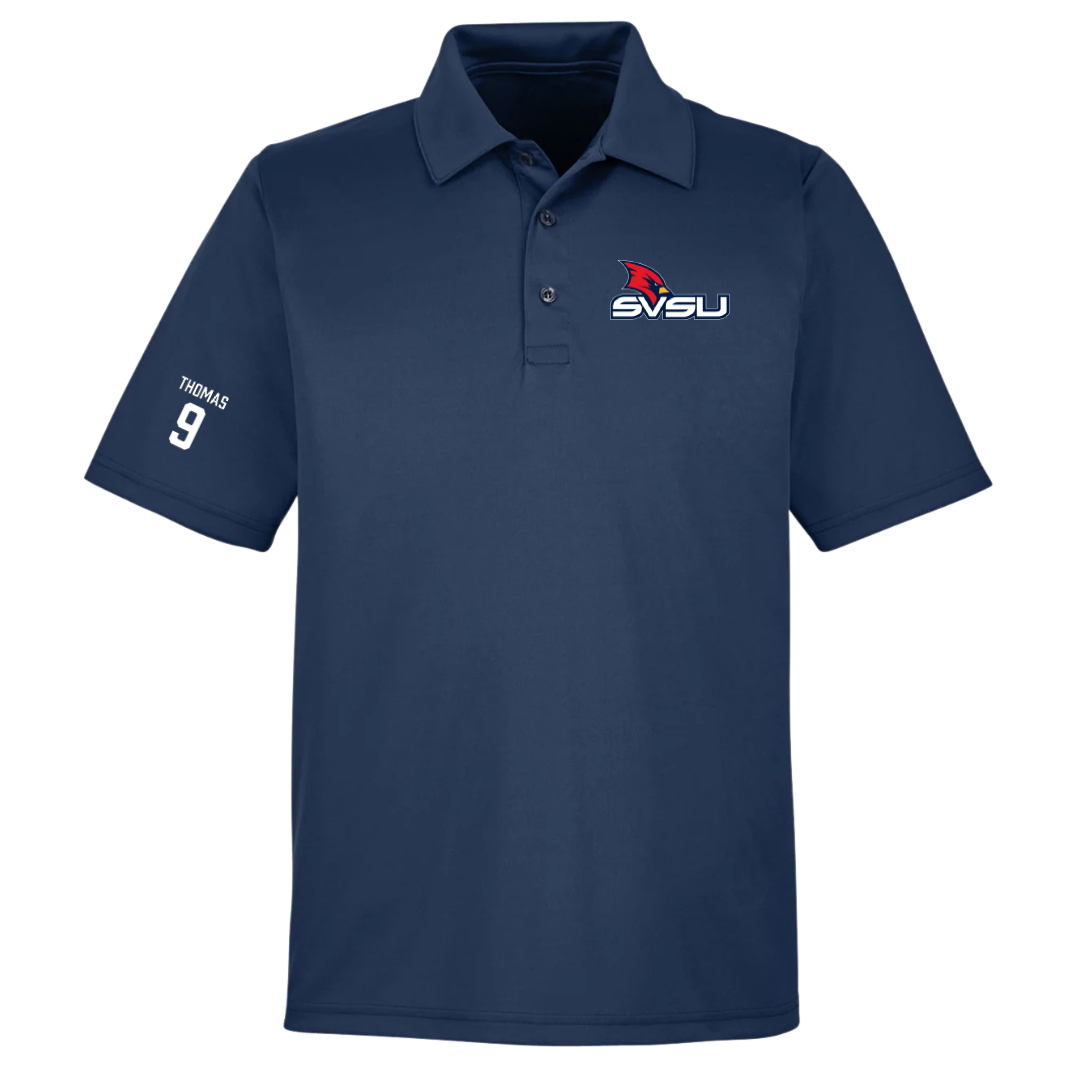 Saginaw Valley State University Baseball Navy Polo - #9 JT Thomas
