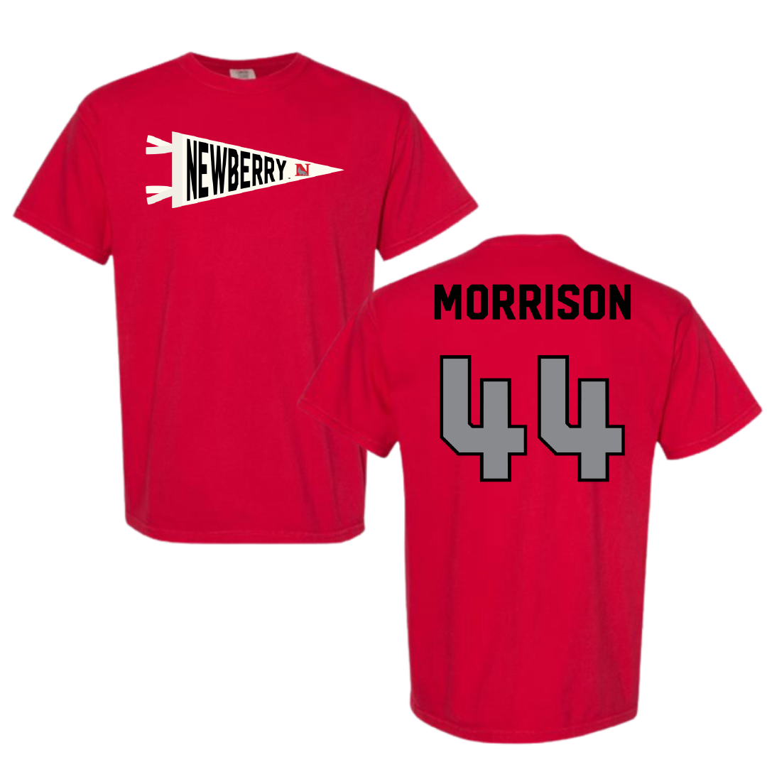 Newberry College Baseball Red Pennant Comfort Colors Tee - #44 Blake Morrison